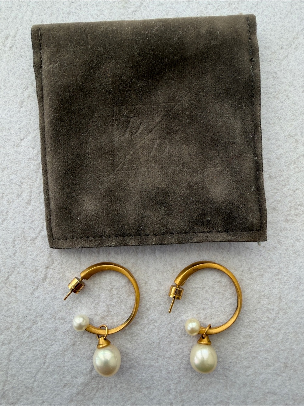 Dean Davidson Gold-Tone Hoop Earrings with White Pearl Drops